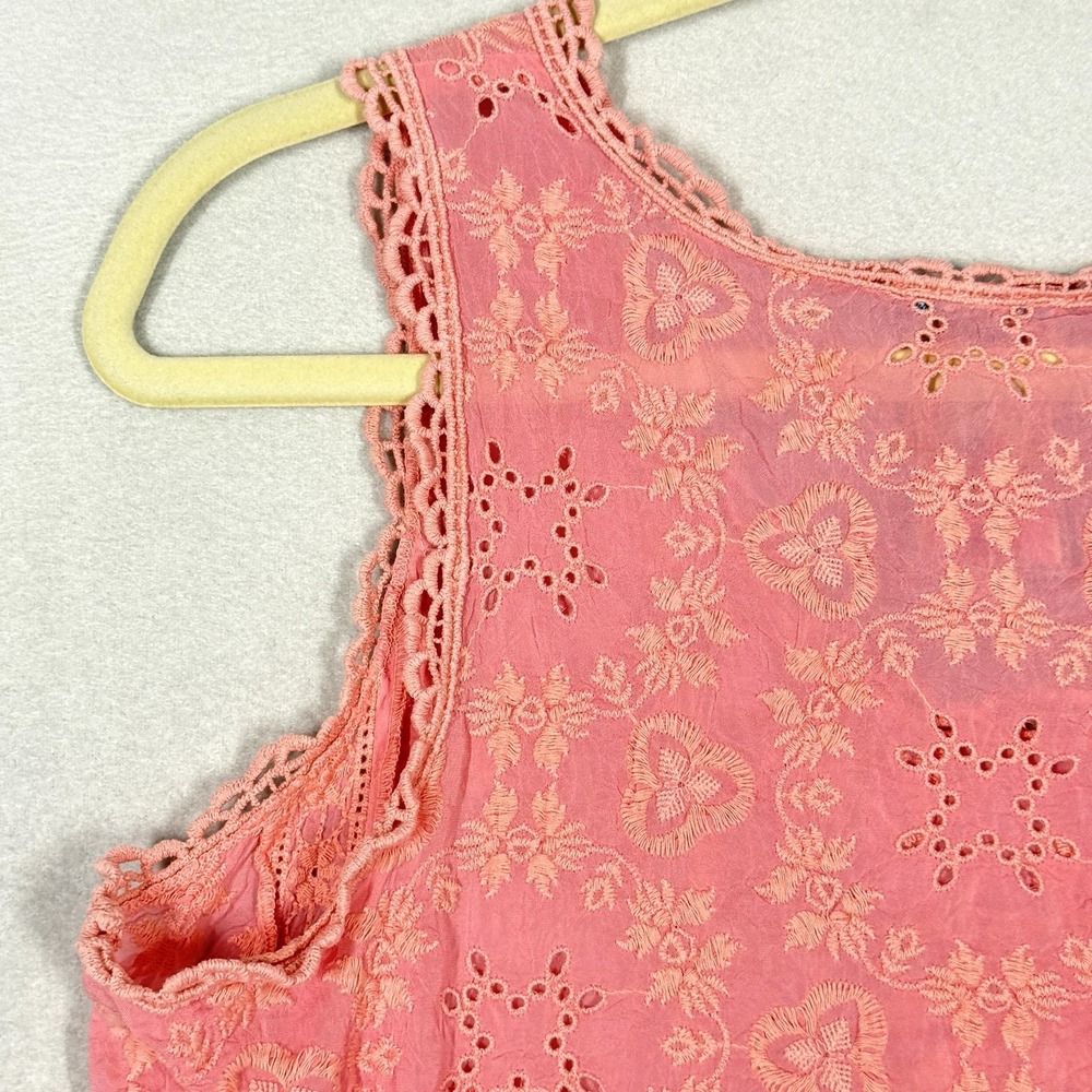 Johnny Was Top Womens Small Quynn Embroidered Floral Eyelet Crochet Tank Pink - Picture 13 of 15